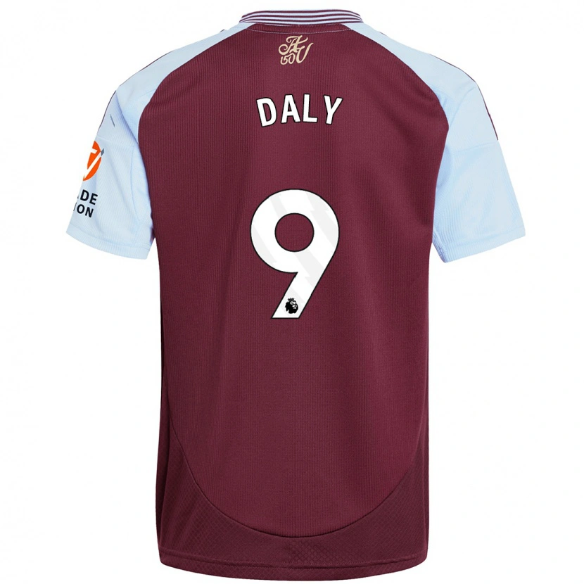 Danxen Kinderen Rachel Daly #9 Bordeaux Hemelsblauw Thuisshirt Thuistenue 2024/25 T-Shirt