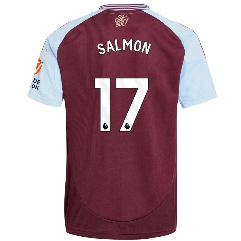 Danxen Kinderen Ebony Salmon #17 Bordeaux Hemelsblauw Thuisshirt Thuistenue 2024/25 T-Shirt