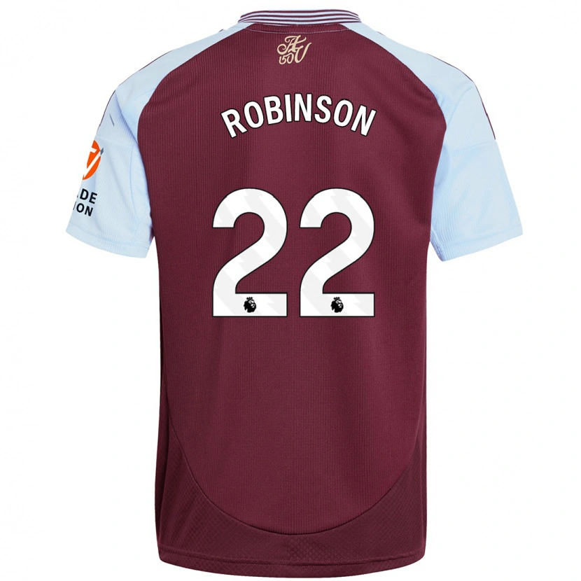 Danxen Kinderen Katie Robinson #22 Bordeaux Hemelsblauw Thuisshirt Thuistenue 2024/25 T-Shirt