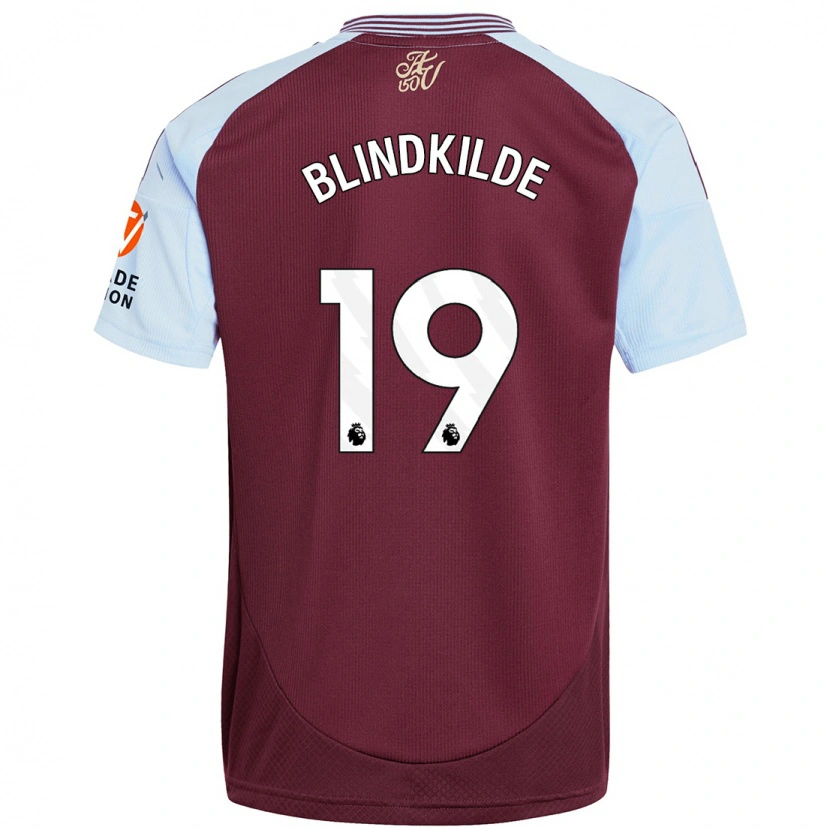 Danxen Kinderen Laura Blindkilde #19 Bordeaux Hemelsblauw Thuisshirt Thuistenue 2024/25 T-Shirt