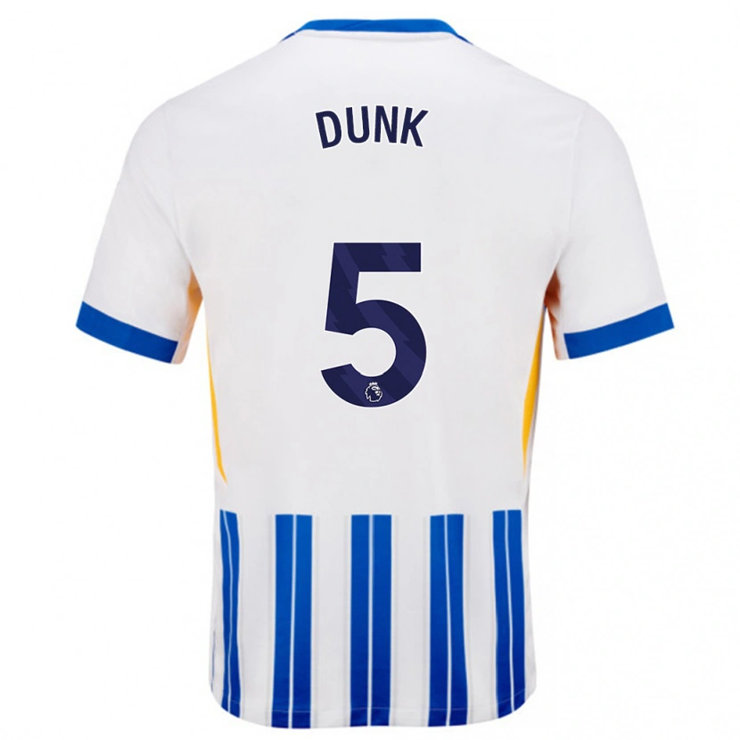 Danxen Kinderen Lewis Dunk #5 Wit Blauwe Krijtstrepen Thuisshirt Thuistenue 2024/25 T-Shirt