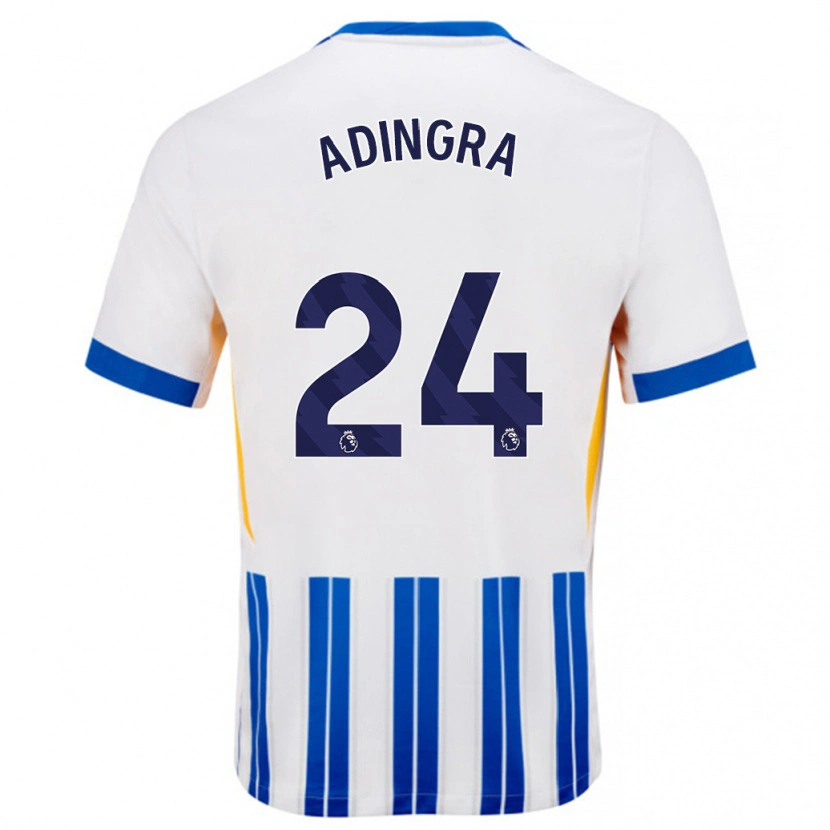 Danxen Kinderen Simon Adingra #24 Wit Blauwe Krijtstrepen Thuisshirt Thuistenue 2024/25 T-Shirt