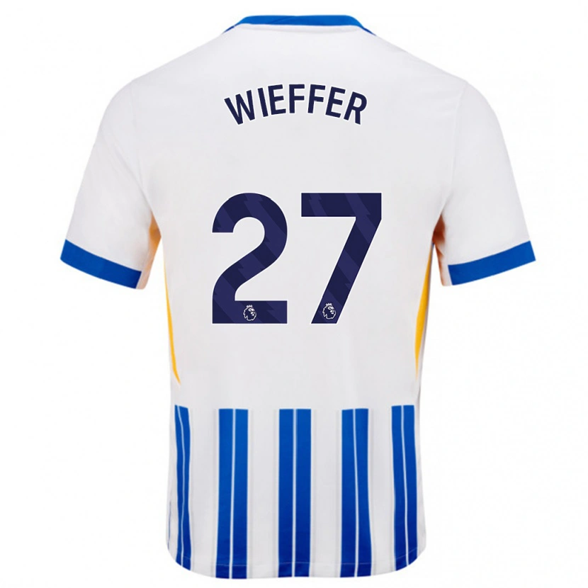 Danxen Kinderen Mats Wieffer #27 Wit Blauwe Krijtstrepen Thuisshirt Thuistenue 2024/25 T-Shirt