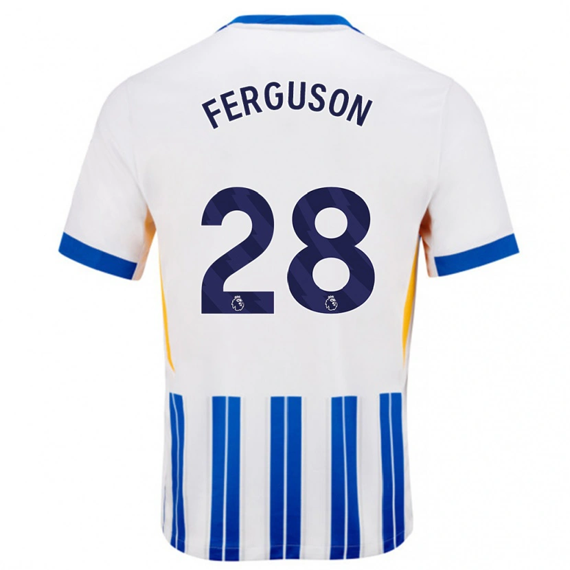 Danxen Kinderen Evan Ferguson #28 Wit Blauwe Krijtstrepen Thuisshirt Thuistenue 2024/25 T-Shirt