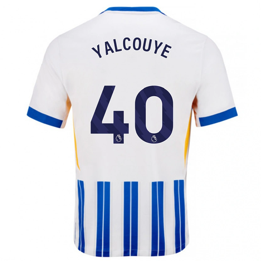 Danxen Kinderen Malick Junior Yalcouyé #40 Wit Blauwe Krijtstrepen Thuisshirt Thuistenue 2024/25 T-Shirt