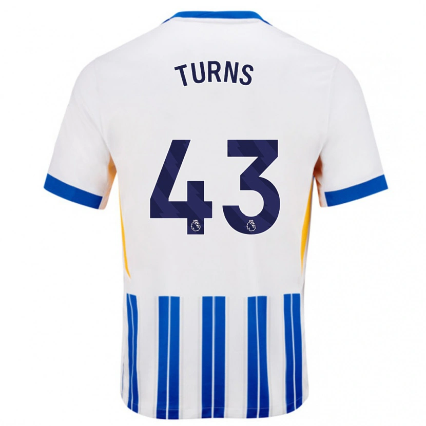 Danxen Kinderen Ed Turns #43 Wit Blauwe Krijtstrepen Thuisshirt Thuistenue 2024/25 T-Shirt