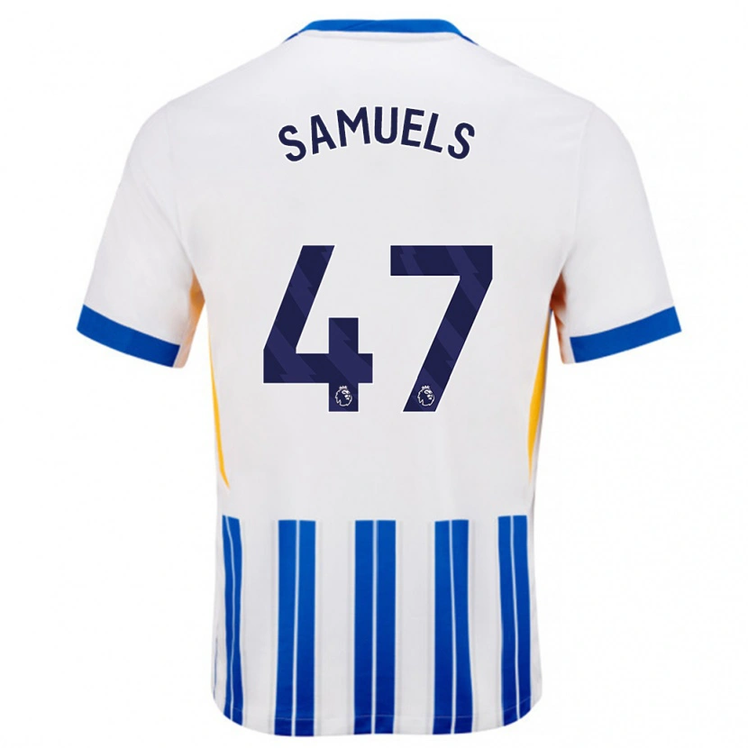 Danxen Kinderen Imari Samuels #47 Wit Blauwe Krijtstrepen Thuisshirt Thuistenue 2024/25 T-Shirt