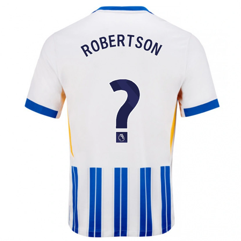 Danxen Kinderen Josh Robertson #0 Wit Blauwe Krijtstrepen Thuisshirt Thuistenue 2024/25 T-Shirt