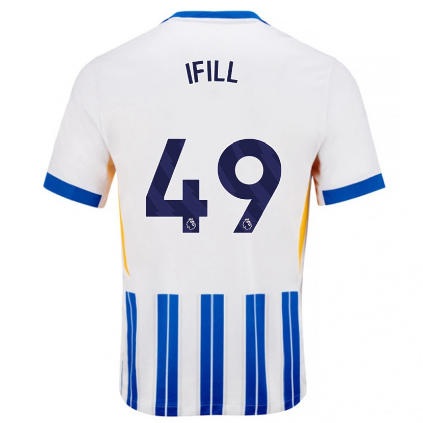 Danxen Kinderen Marcus Ifill #49 Wit Blauwe Krijtstrepen Thuisshirt Thuistenue 2024/25 T-Shirt