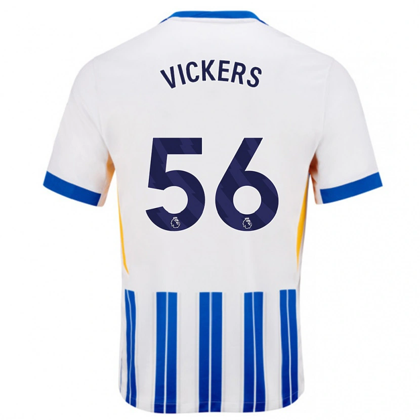 Danxen Kinderen Caylan Vickers #56 Wit Blauwe Krijtstrepen Thuisshirt Thuistenue 2024/25 T-Shirt