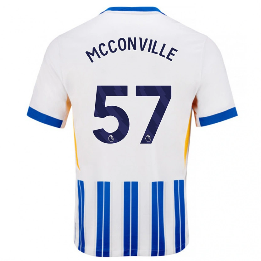 Danxen Kinderen Ruairi Mcconville #57 Wit Blauwe Krijtstrepen Thuisshirt Thuistenue 2024/25 T-Shirt