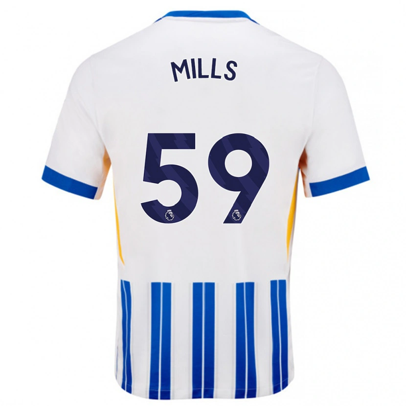 Danxen Kinderen Harry Mills #59 Wit Blauwe Krijtstrepen Thuisshirt Thuistenue 2024/25 T-Shirt