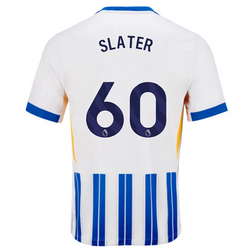 Danxen Kinderen Jacob Slater #60 Wit Blauwe Krijtstrepen Thuisshirt Thuistenue 2024/25 T-Shirt