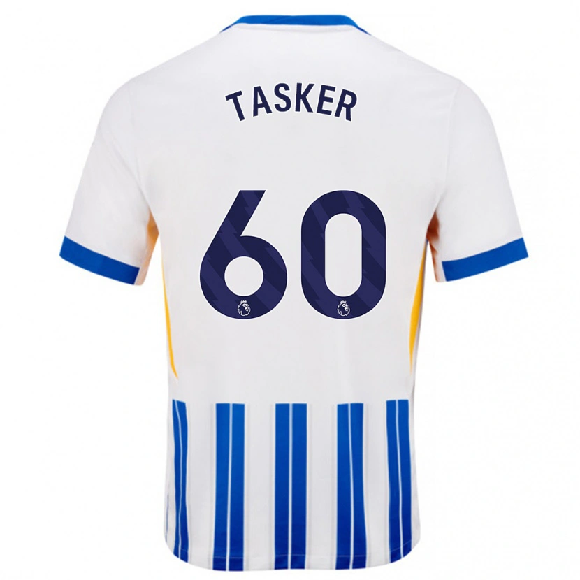 Danxen Kinderen Charlie Tasker #60 Wit Blauwe Krijtstrepen Thuisshirt Thuistenue 2024/25 T-Shirt