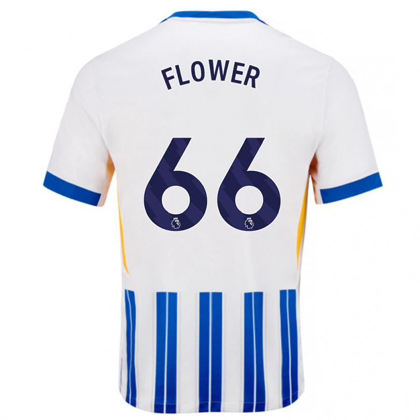 Danxen Kinderen Louis Flower #66 Wit Blauwe Krijtstrepen Thuisshirt Thuistenue 2024/25 T-Shirt