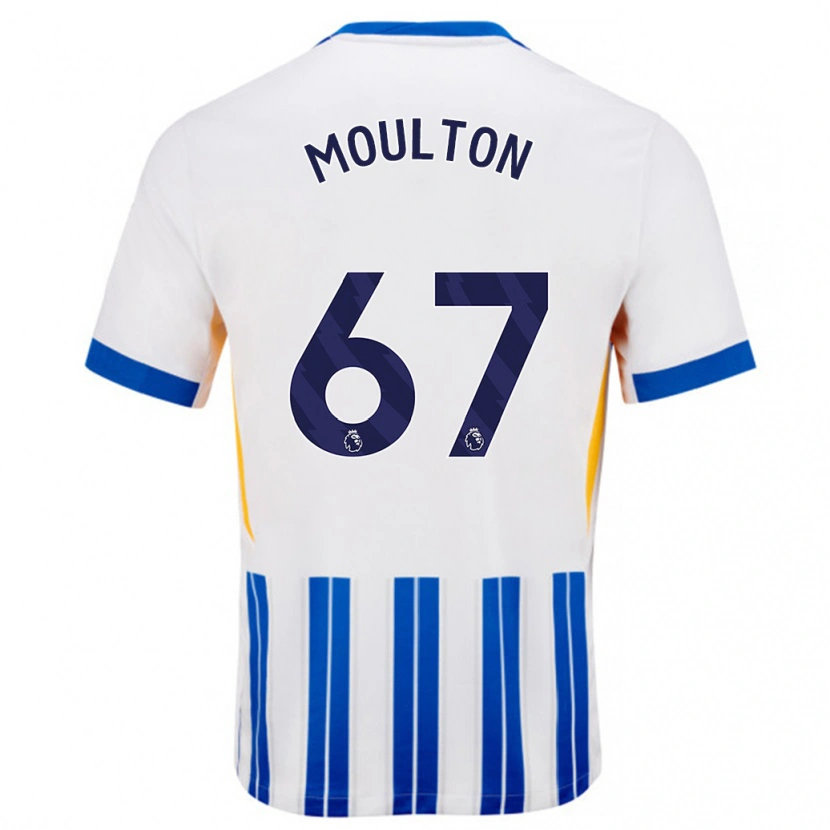 Danxen Kinderen Remiero Moulton #67 Wit Blauwe Krijtstrepen Thuisshirt Thuistenue 2024/25 T-Shirt