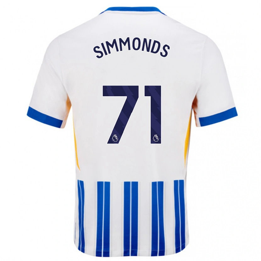 Danxen Kinderen Freddie Simmonds #71 Wit Blauwe Krijtstrepen Thuisshirt Thuistenue 2024/25 T-Shirt