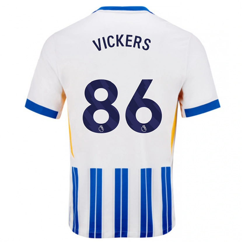 Danxen Kinderen Jacob Vickers #86 Wit Blauwe Krijtstrepen Thuisshirt Thuistenue 2024/25 T-Shirt