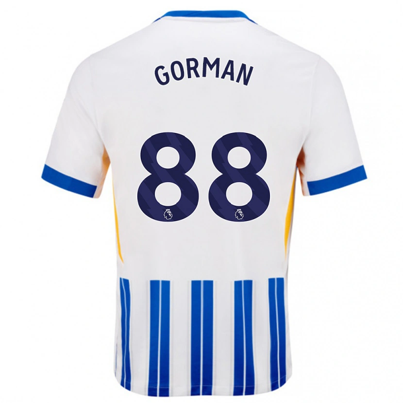 Danxen Kinderen Ronnie Gorman #88 Wit Blauwe Krijtstrepen Thuisshirt Thuistenue 2024/25 T-Shirt