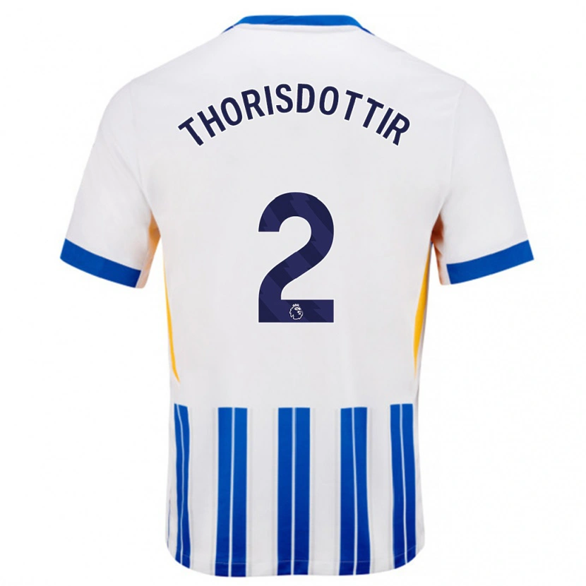 Danxen Kinderen Maria Thorisdottir #2 Wit Blauwe Krijtstrepen Thuisshirt Thuistenue 2024/25 T-Shirt