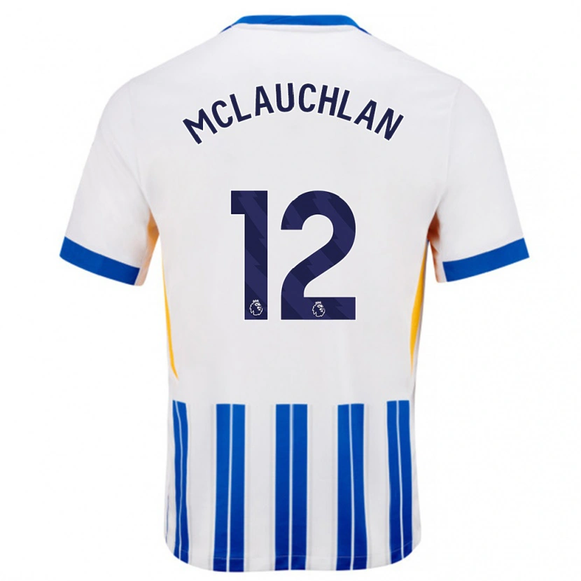 Danxen Kinderen Rachel Mclauchlan #12 Wit Blauwe Krijtstrepen Thuisshirt Thuistenue 2024/25 T-Shirt