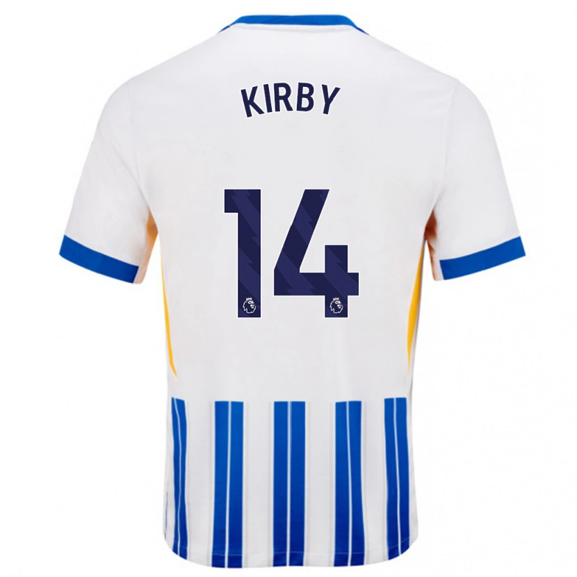 Danxen Kinderen Fran Kirby #14 Wit Blauwe Krijtstrepen Thuisshirt Thuistenue 2024/25 T-Shirt