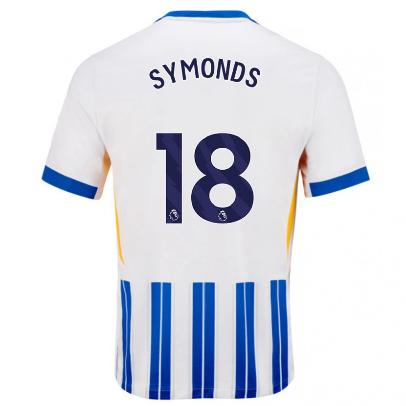 Danxen Kinderen Maisie Symonds #18 Wit Blauwe Krijtstrepen Thuisshirt Thuistenue 2024/25 T-Shirt