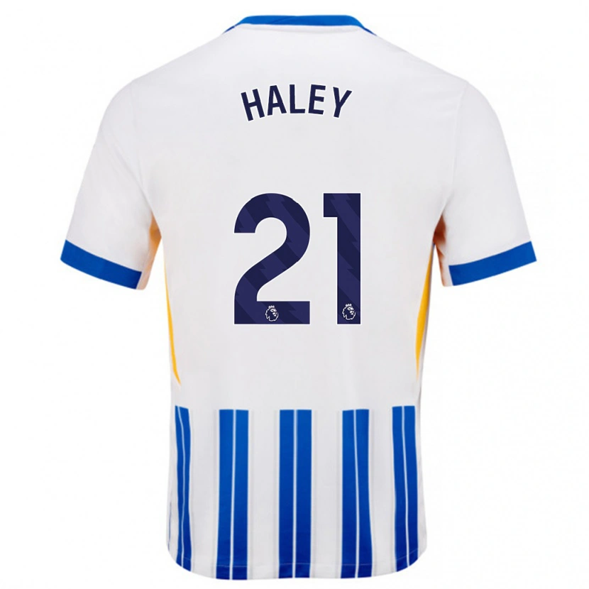 Danxen Kinderen Madison Haley #21 Wit Blauwe Krijtstrepen Thuisshirt Thuistenue 2024/25 T-Shirt