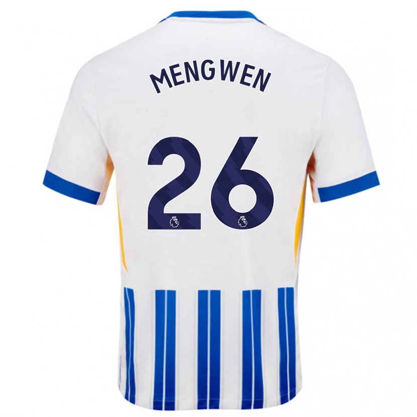 Danxen Kinderen Li Mengwen #26 Wit Blauwe Krijtstrepen Thuisshirt Thuistenue 2024/25 T-Shirt