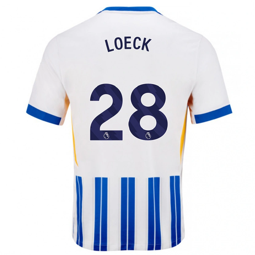 Danxen Kinderen Melina Loeck #28 Wit Blauwe Krijtstrepen Thuisshirt Thuistenue 2024/25 T-Shirt