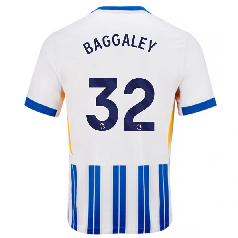 Danxen Kinderen Sophie Baggaley #32 Wit Blauwe Krijtstrepen Thuisshirt Thuistenue 2024/25 T-Shirt