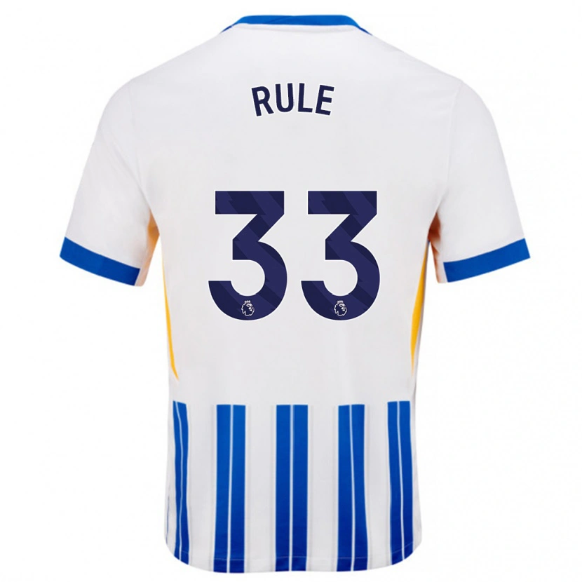 Danxen Kinderen Charlize Rule #33 Wit Blauwe Krijtstrepen Thuisshirt Thuistenue 2024/25 T-Shirt