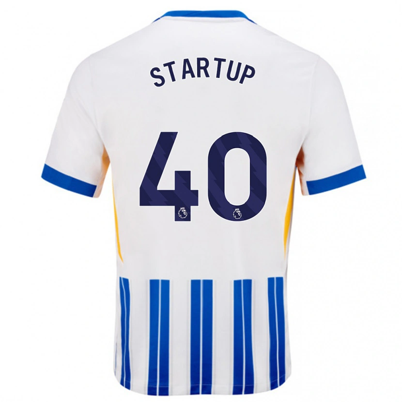 Danxen Kinderen Katie Startup #40 Wit Blauwe Krijtstrepen Thuisshirt Thuistenue 2024/25 T-Shirt