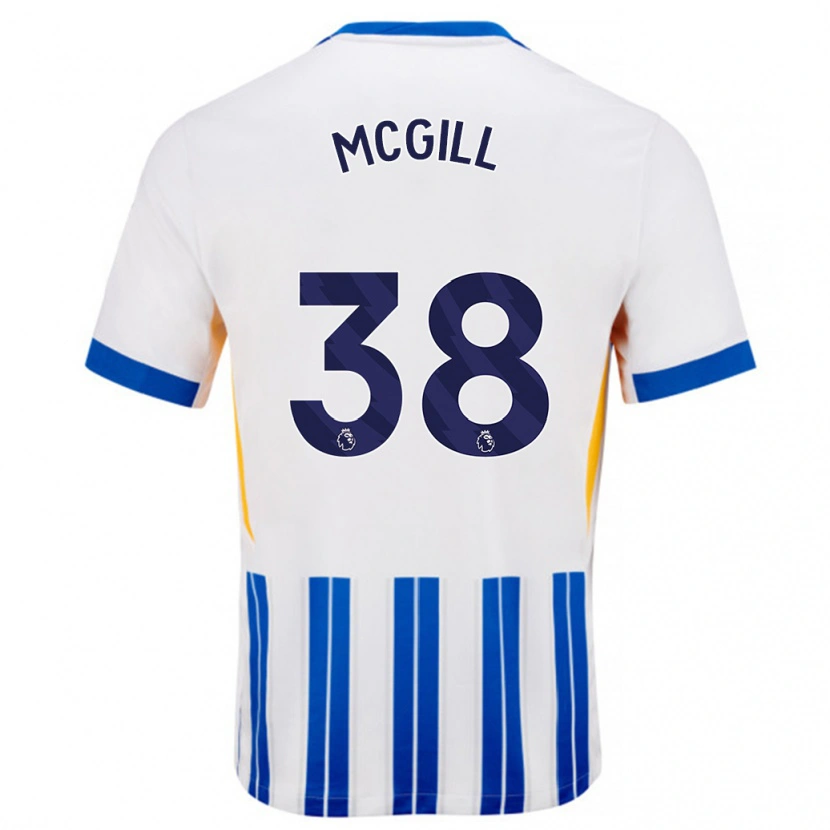 Danxen Kinderen Tom Mcgill #38 Wit Blauwe Krijtstrepen Thuisshirt Thuistenue 2024/25 T-Shirt