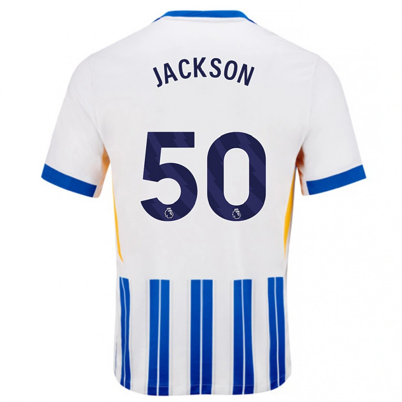 Danxen Kinderen Ben Jackson #50 Wit Blauwe Krijtstrepen Thuisshirt Thuistenue 2024/25 T-Shirt