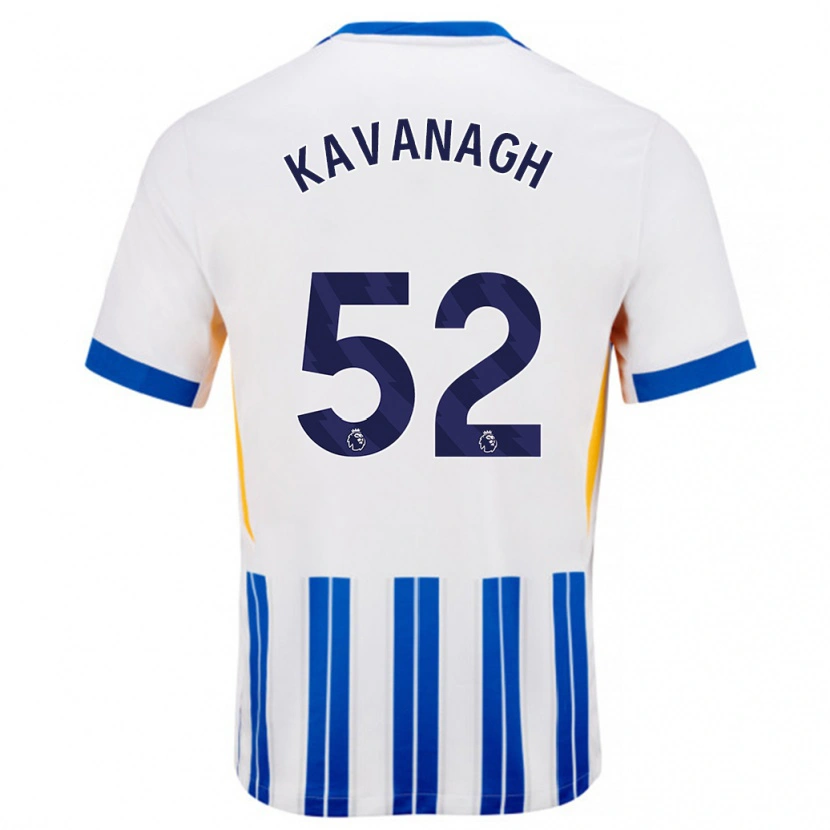 Danxen Kinderen Leigh Kavanagh #52 Wit Blauwe Krijtstrepen Thuisshirt Thuistenue 2024/25 T-Shirt