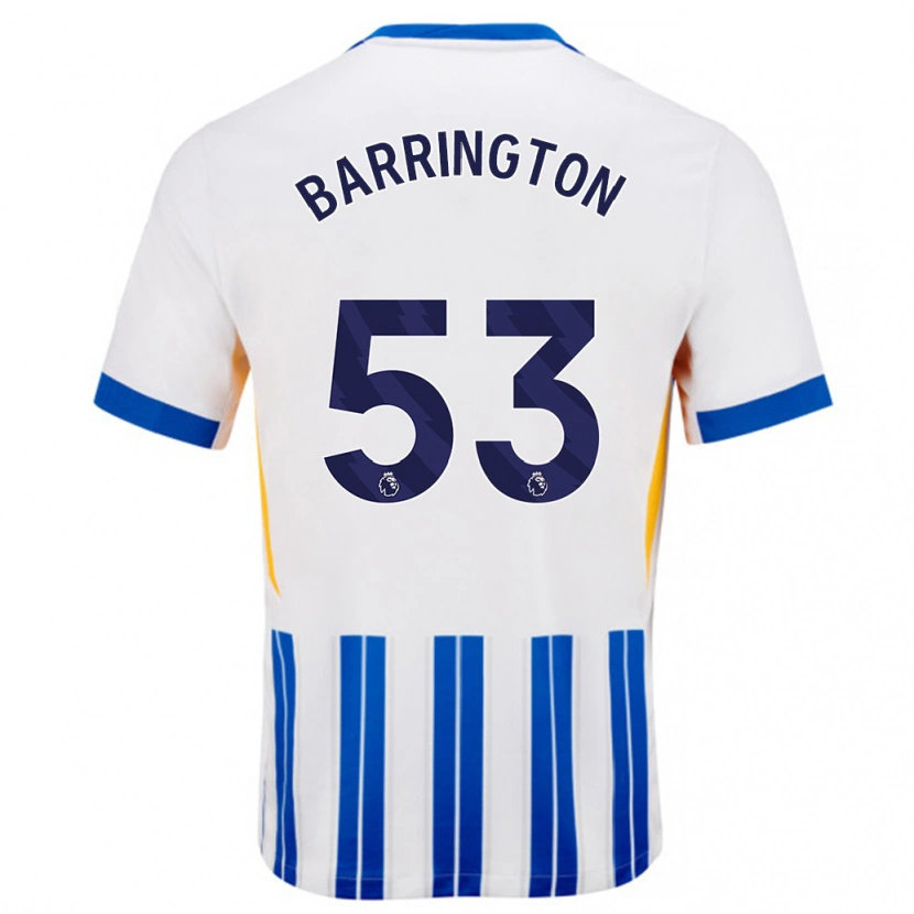 Danxen Kinderen Luca Barrington #53 Wit Blauwe Krijtstrepen Thuisshirt Thuistenue 2024/25 T-Shirt