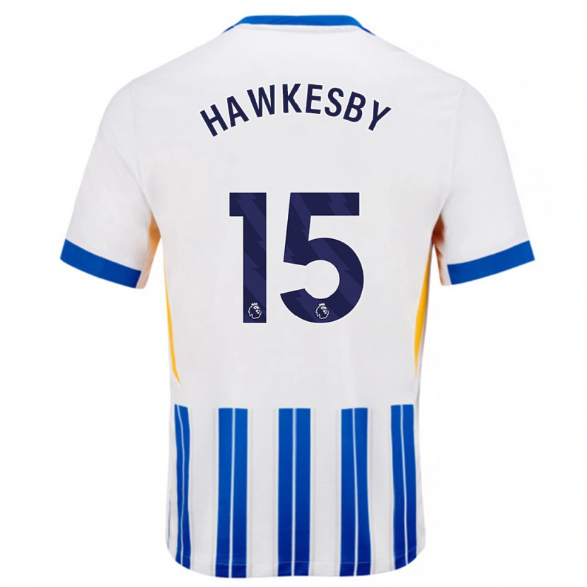 Danxen Kinderen Mackenzie Hawkesby #15 Wit Blauwe Krijtstrepen Thuisshirt Thuistenue 2024/25 T-Shirt