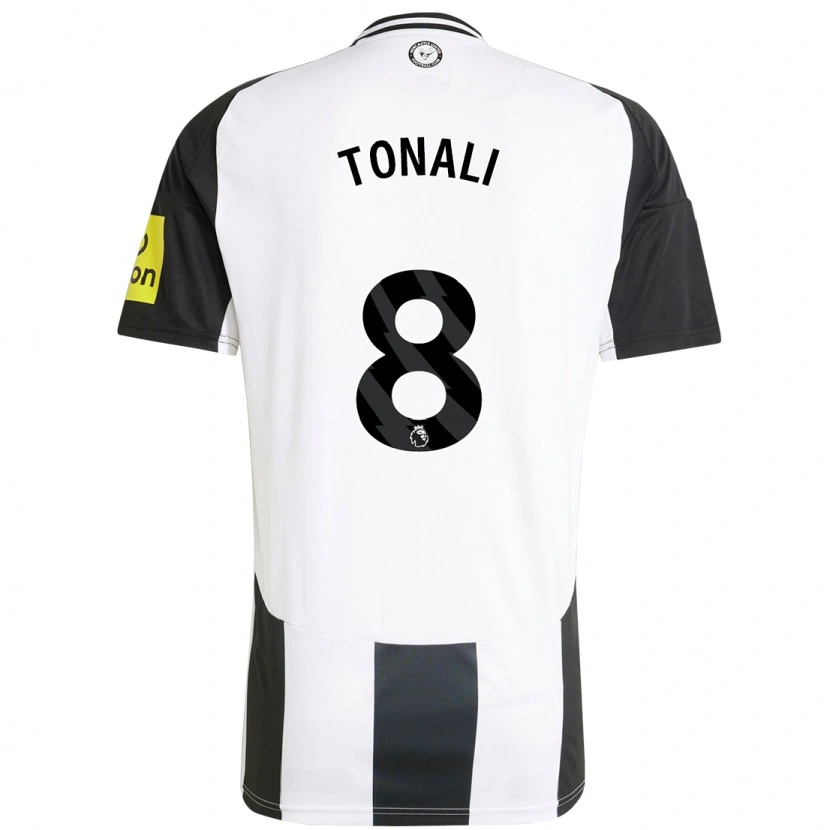 Danxen Kinderen Sandro Tonali #8 Wit Zwart Thuisshirt Thuistenue 2024/25 T-Shirt