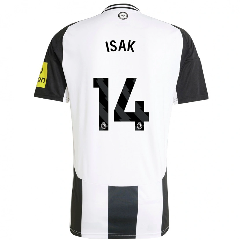 Danxen Kinderen Alexander Isak #14 Wit Zwart Thuisshirt Thuistenue 2024/25 T-Shirt