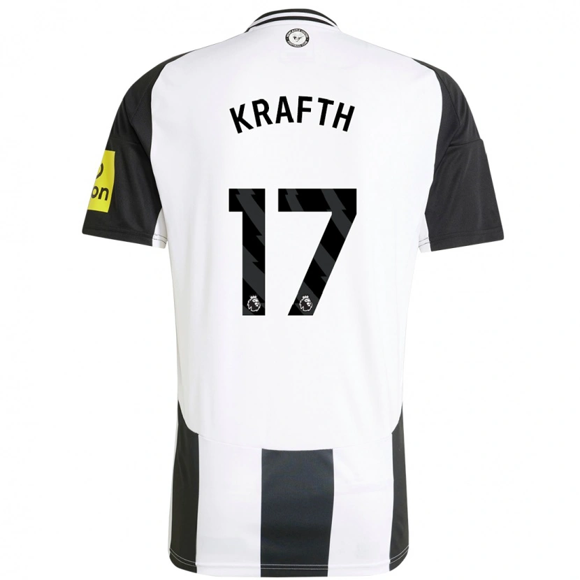 Danxen Kinderen Emil Krafth #17 Wit Zwart Thuisshirt Thuistenue 2024/25 T-Shirt