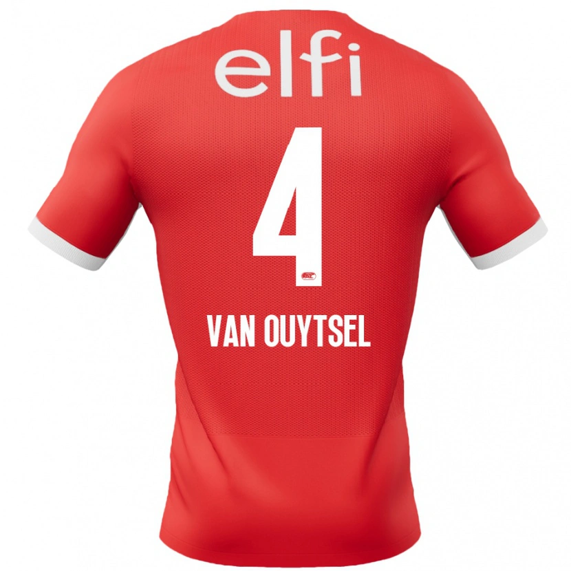 Danxen Kinderen Kevin Van Ouytsel #4 Rood Wit Thuisshirt Thuistenue 2024/25 T-Shirt