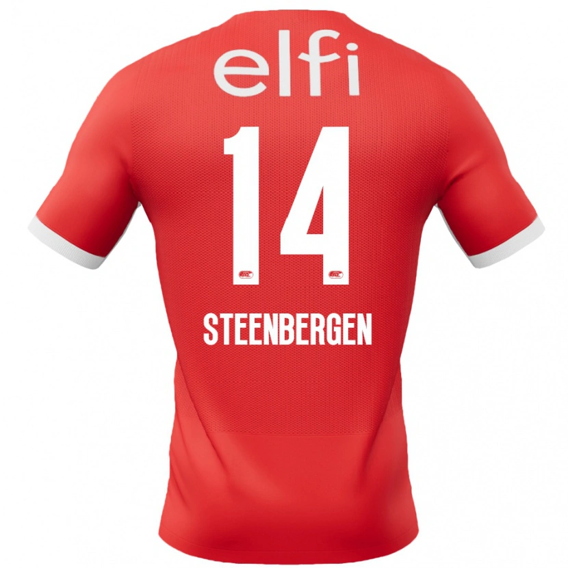 Danxen Kinderen Thom Steenbergen #14 Rood Wit Thuisshirt Thuistenue 2024/25 T-Shirt