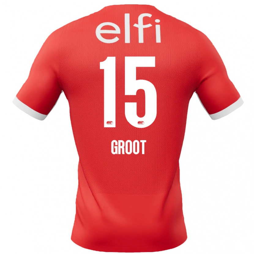 Danxen Kinderen Pleun Groot #15 Rood Wit Thuisshirt Thuistenue 2024/25 T-Shirt