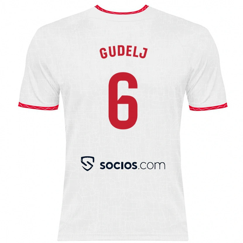 Danxen Kinderen Nemanja Gudelj #6 Wit Rood Thuisshirt Thuistenue 2024/25 T-Shirt