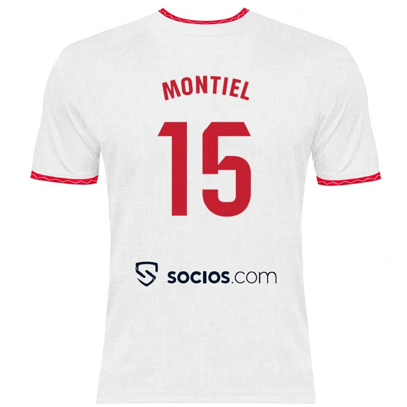 Danxen Kinderen Gonzalo Montiel #15 Wit Rood Thuisshirt Thuistenue 2024/25 T-Shirt