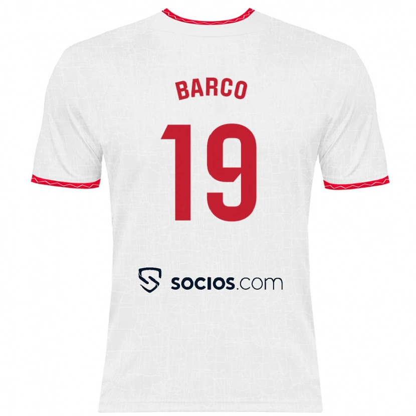 Danxen Kinderen Valentín Barco #19 Wit Rood Thuisshirt Thuistenue 2024/25 T-Shirt