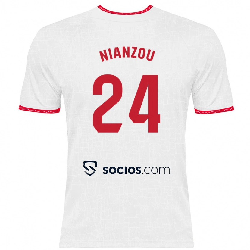 Danxen Kinderen Tanguy Nianzou #24 Wit Rood Thuisshirt Thuistenue 2024/25 T-Shirt