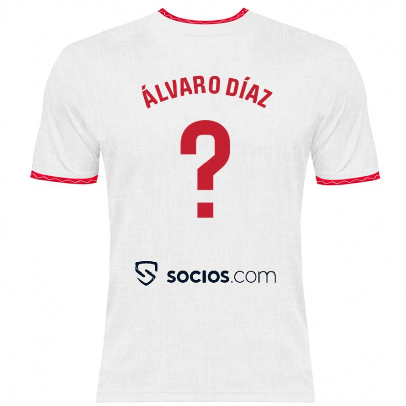 Danxen Kinderen Álvaro Díaz #0 Wit Rood Thuisshirt Thuistenue 2024/25 T-Shirt