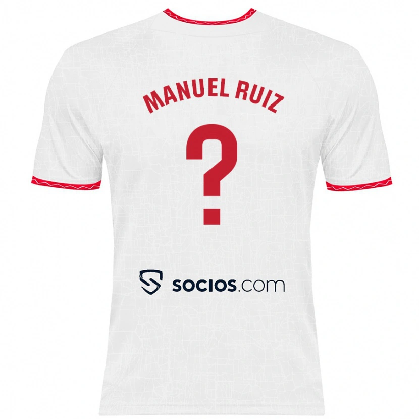 Danxen Kinderen José Manuel Ruiz #0 Wit Rood Thuisshirt Thuistenue 2024/25 T-Shirt